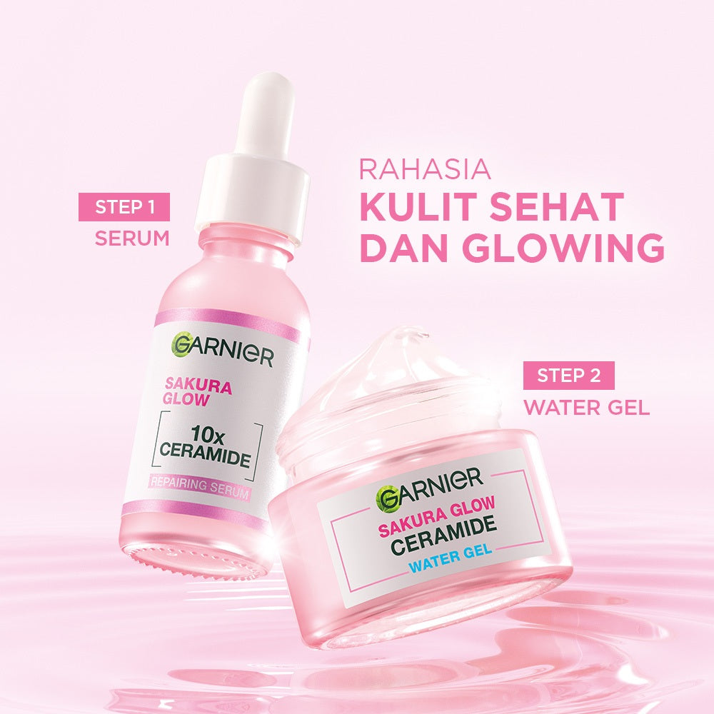 GARNIER Serum Perbaiki Skin Barrier Sakura Glow Hyaluron Ceramide 30x Booster Serum 30ml - Skincare Serum untuk kulit glowing