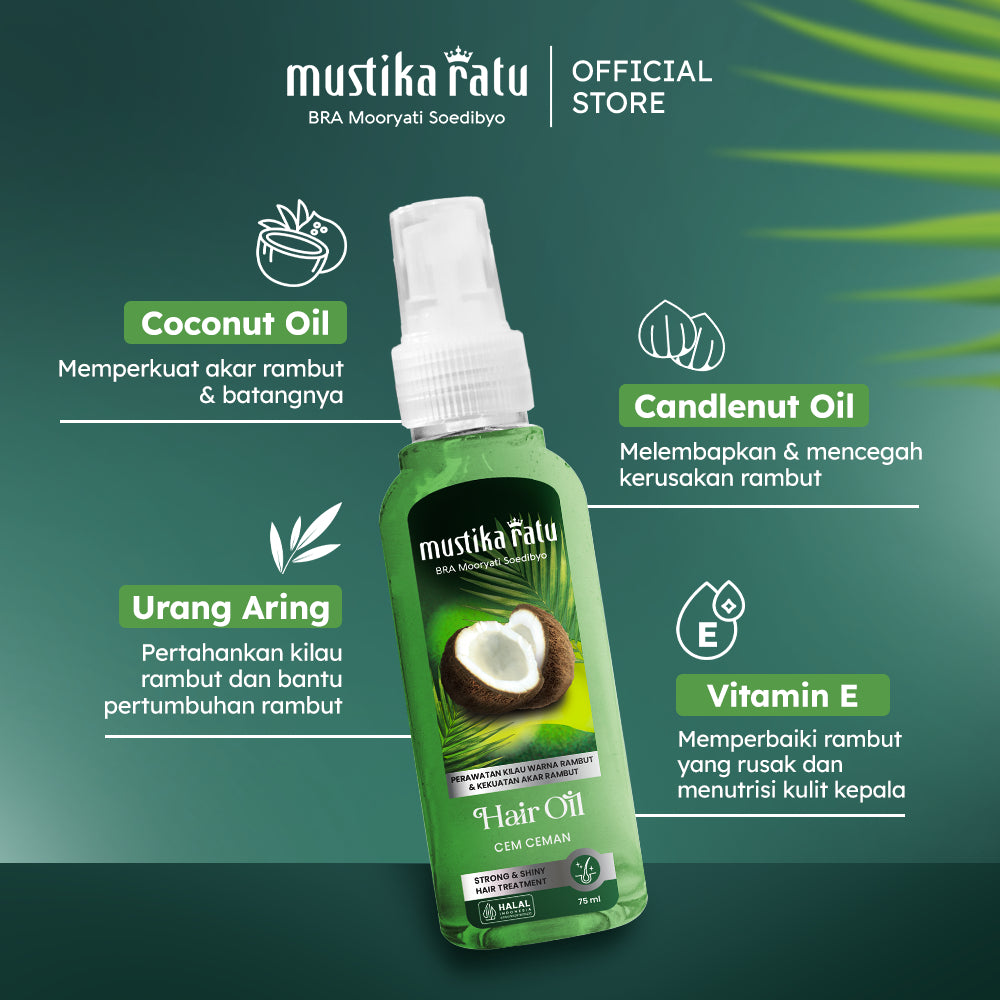 Mustika Ratu Minyak Cemceman 75ml perawatan akar rambut dan untuk rambut berkilau alami