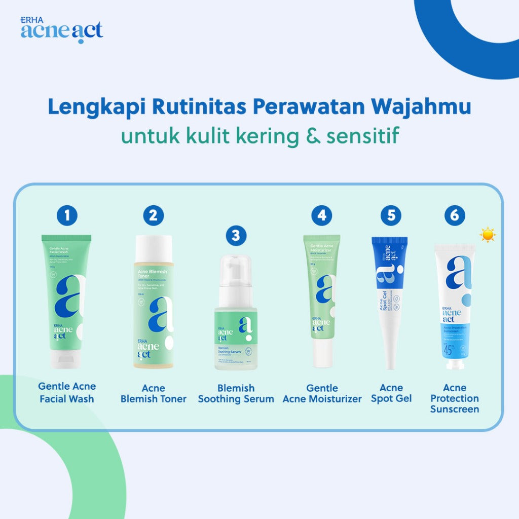 ERHA Acneact Blemish Soothing Serum 30 ml - Serum untuk Kulit Kering Berjerawat | Cica | Prebiotic