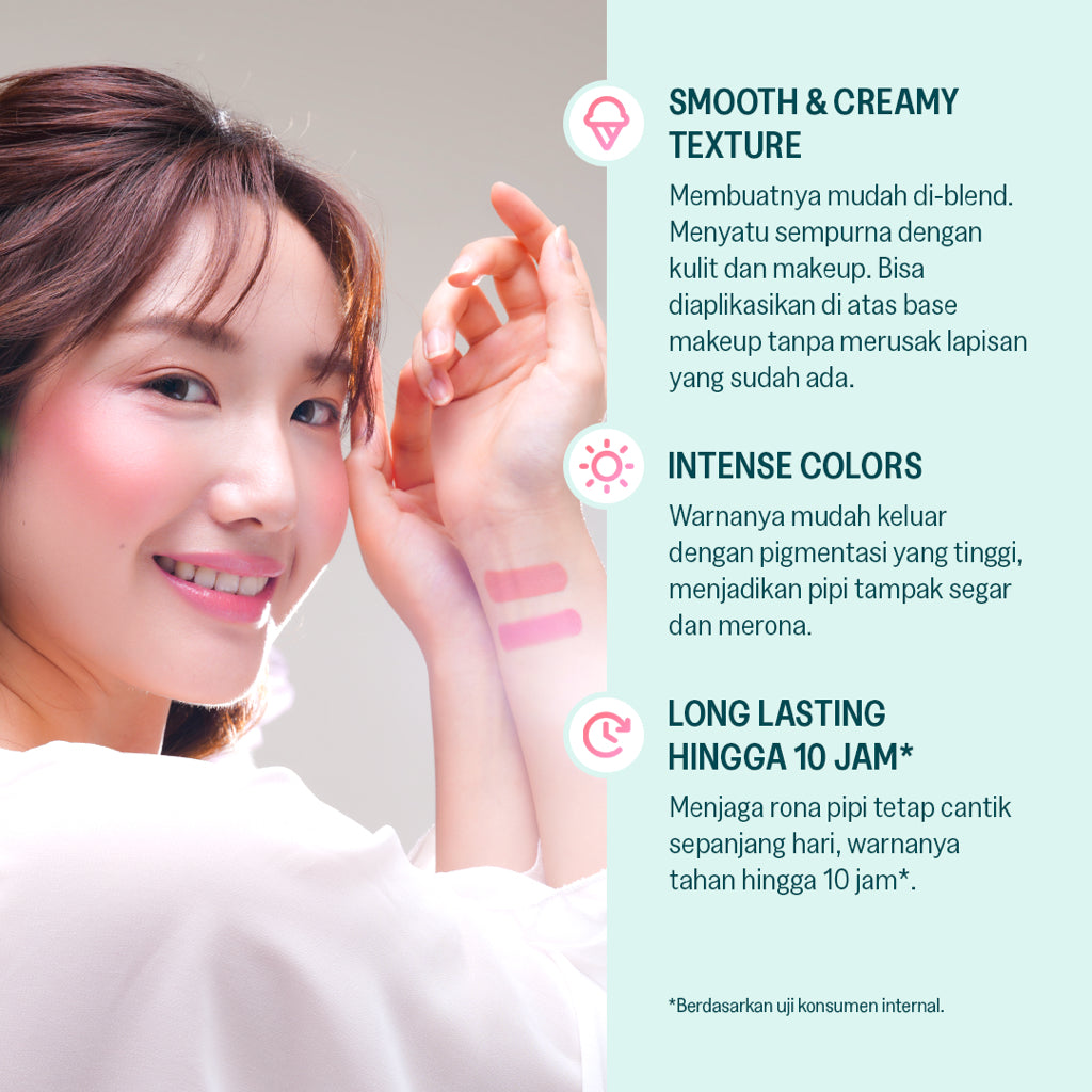 Haquhara Blushy Ever After Cream Blush / Blush On Cream / Perona Wajah Shades Pink / Peach