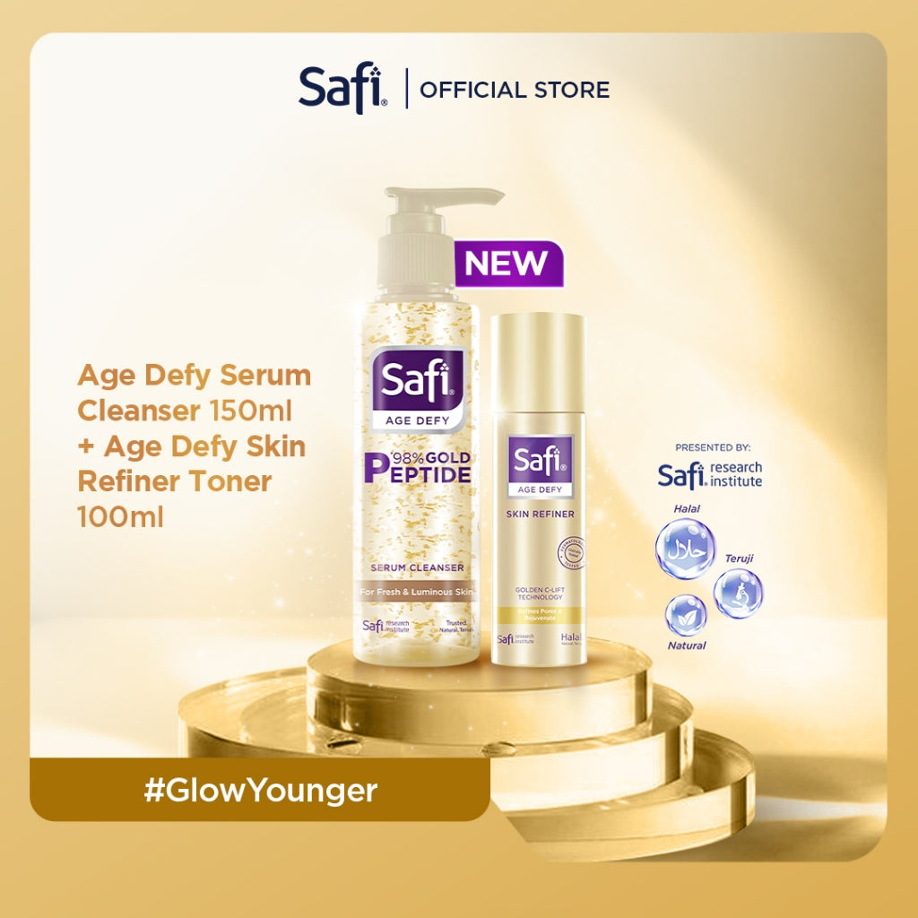 NEW! Paket Combo Pembersih Wajah (Age Defy Serum Cleanser 150ml , Age Defy Skin Refiner Toner 100ml)