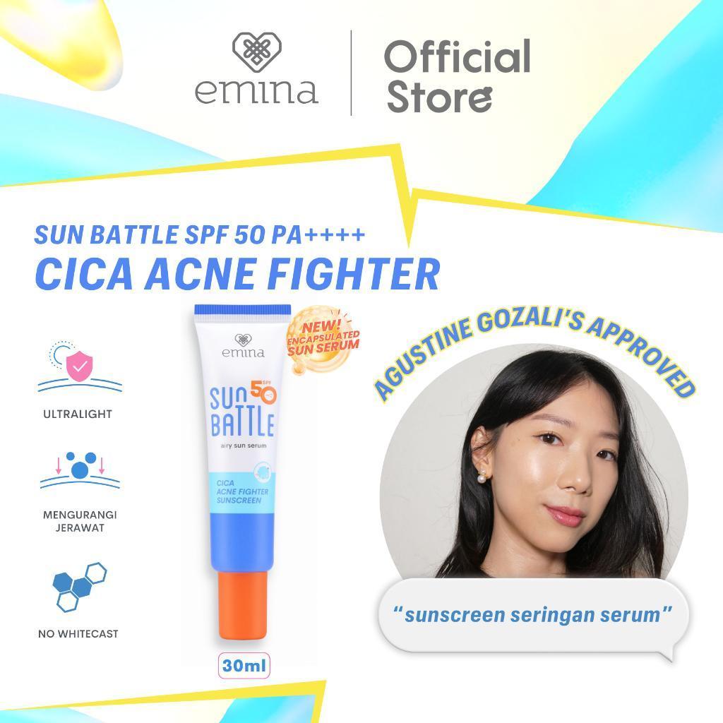 [NEW! MUST HAVE] Emina Sun Battle Spf 50 Pa++++ Cica Acne Fighter Sunscreen