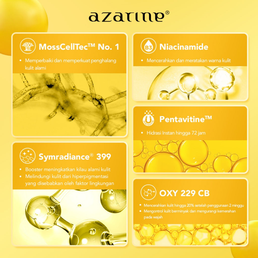 Azarine Glow Skin Combo [2 pcs] Paket Skincare Mencerahkan dan Melembabkan untuk Kulit Kusam Supreme Glow Moisturizer & Brightening C-Glow Serum