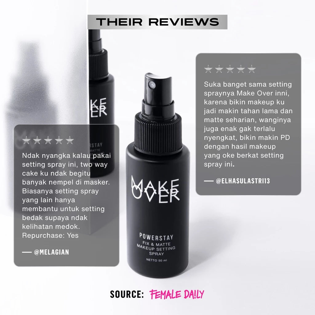 Setting Spray MAKE OVER Powerstay Fix & Matte Setting Spray ORIGINAL Finishing Spray Makeup tahan lebih lama tidak luntur nyaman tidak lengket tidak berat hasil matte