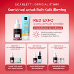 SCARLETT Bundle 2in1 Glowing Set - Red Exfo Intensive Peeling Solution + 7x Ceramide Moisturizer Eksfoliasi Wajah dengan 15% AHA BHA PHA 5% Niacinamide dan Skin Barrier Moisturizer untuk Memperbaiki Skin Barrier