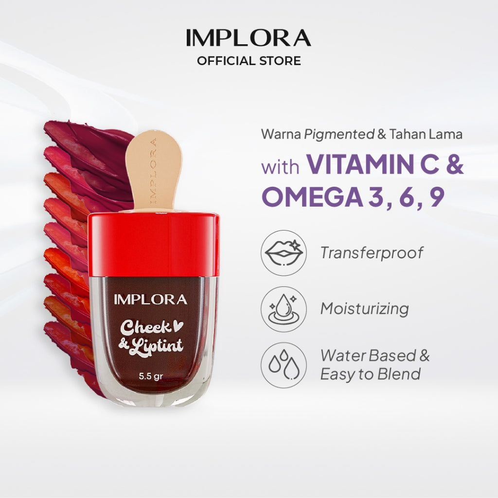 Implora Cheek and Lip Tint | Perona Bibir dan Pipi | Tahan lama & Ringan | Ombre Lip