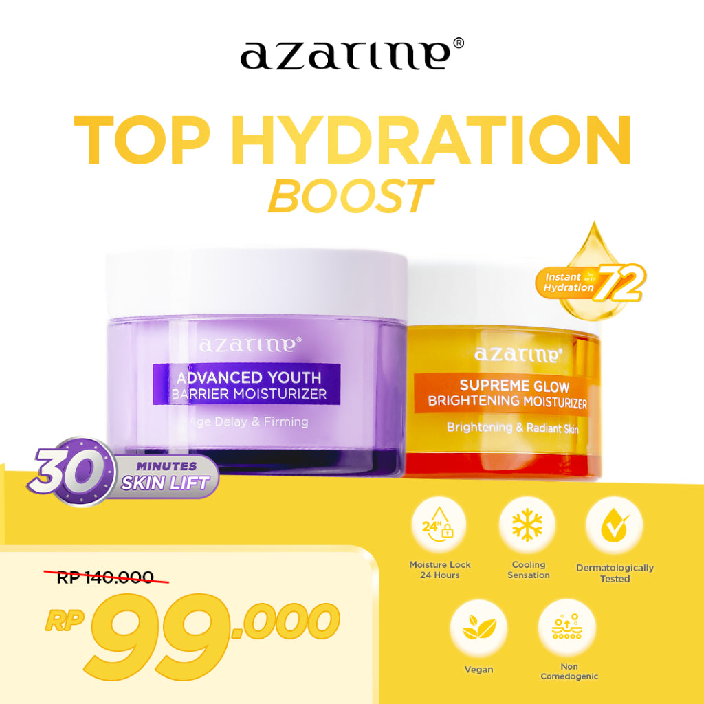 Azarine Youthful Glow Skin [2 pcs] Paket Pelembab wajah untuk Kulit Kusam dan Anti Aging Supreme Glow Moisturizer + Advanced Youth Moisturizer