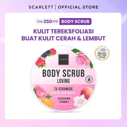 Scarlett Whitening Loving Body Scrub - Lulur Scrub for Lightening Body dengan 7X Ceramide untuk Mencerahkan Melembabkan Menutrisi Kulit sekaligus Merawat Skin Barrier dengan Aroma Wangi Mewah || Efektif Meratakan Kulit Belang & Pemutih Kulit