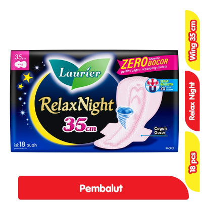 Laurier Relax Night Pembalut Wanita Wing Malam 35 cm 18 pcs