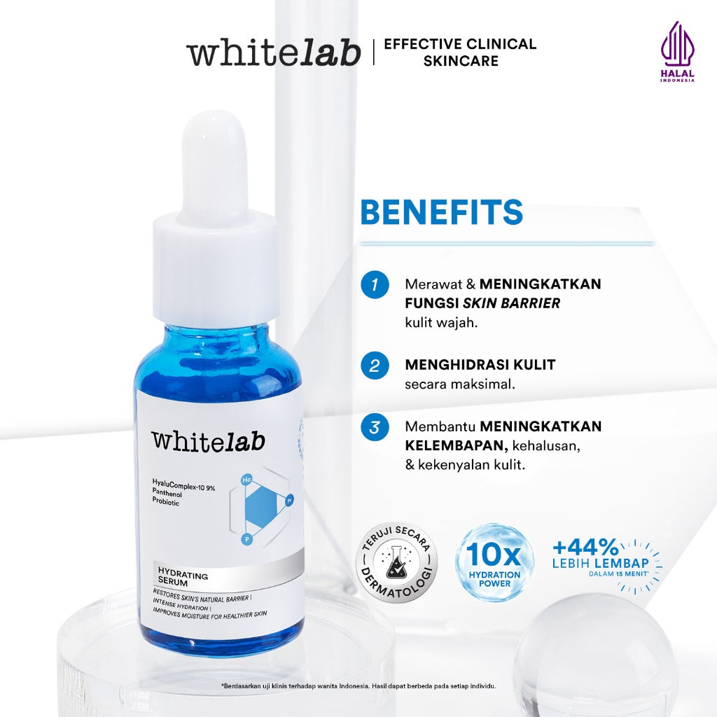 [BUY 1 GET 1] Whitelab Hydrating Serum - Serum Kulit Kering Perkuat Hidrasi untuk Kulit Lembap, Halus & Kenyal dengan Hyaluronic, Panthenol & Probiotic [BPOM]
