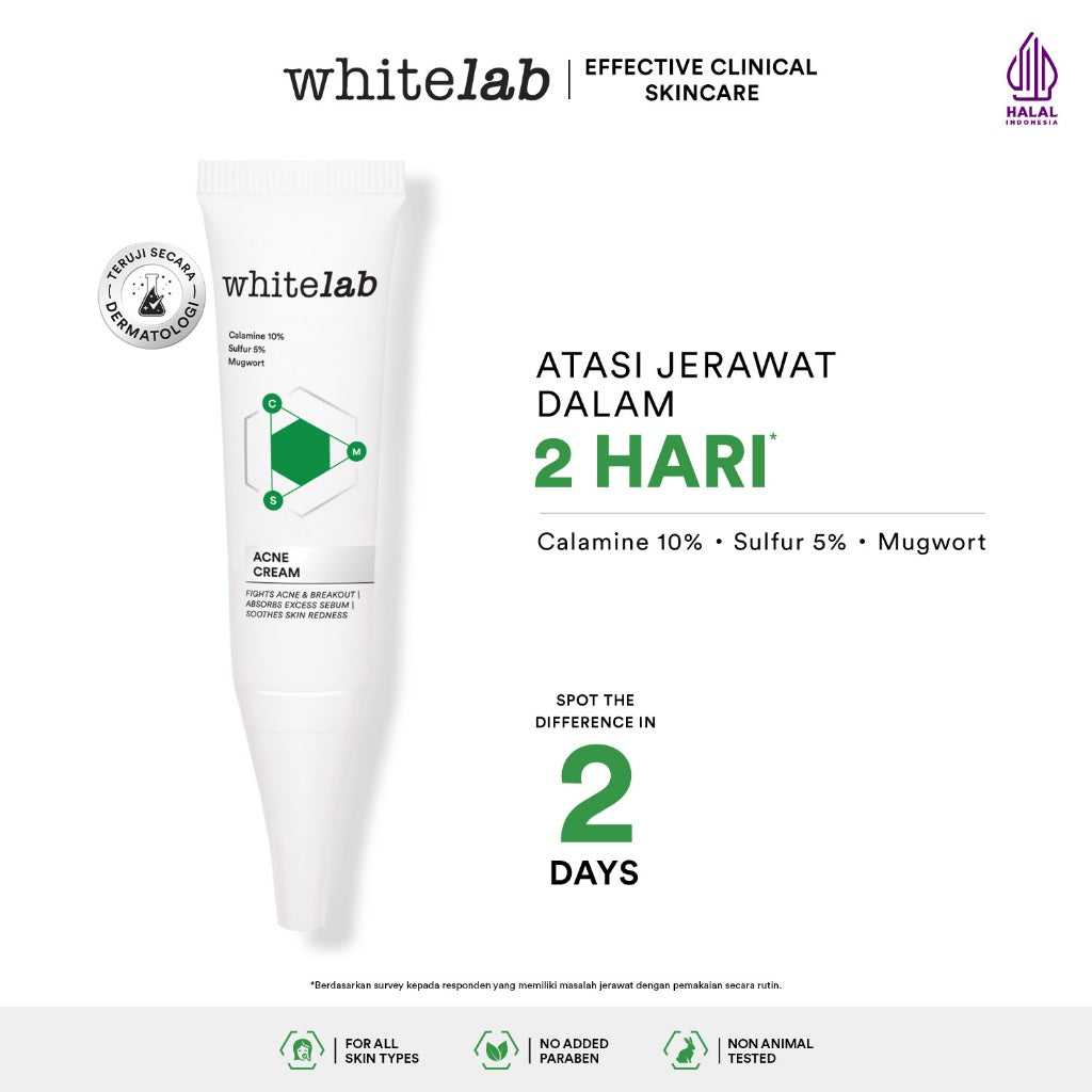 Whitelab 5 pcs Paket Acne Lengkap - Facial Wash, Toner, Serum, Moisturizer, Acne Cream Paket Skincare