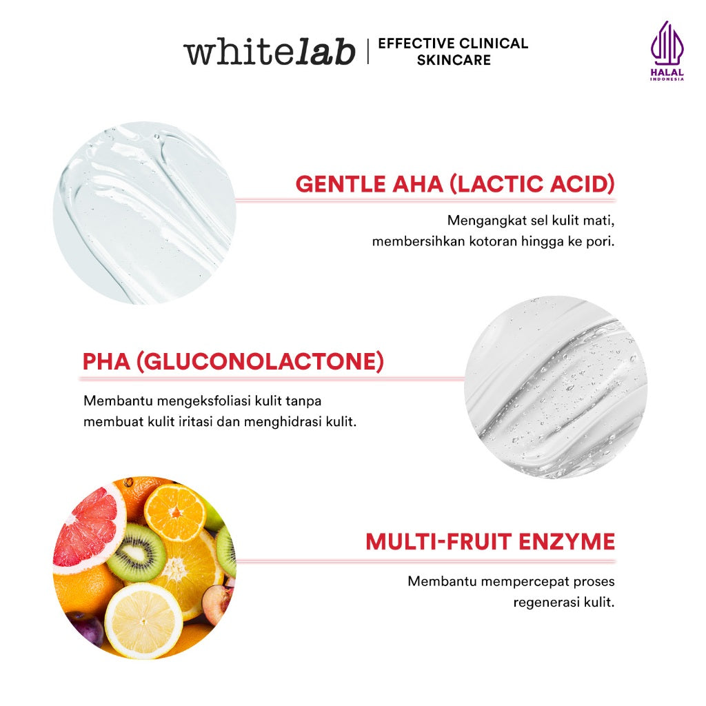 Whitelab Gentle Peeling Gel - Gel Pengangkat Sel Kulit Mati Kulit Normal, Kering, Sensitif untuk Kulit Halus, Lembap, dan Cerah dengan AHA PHA [BPOM]