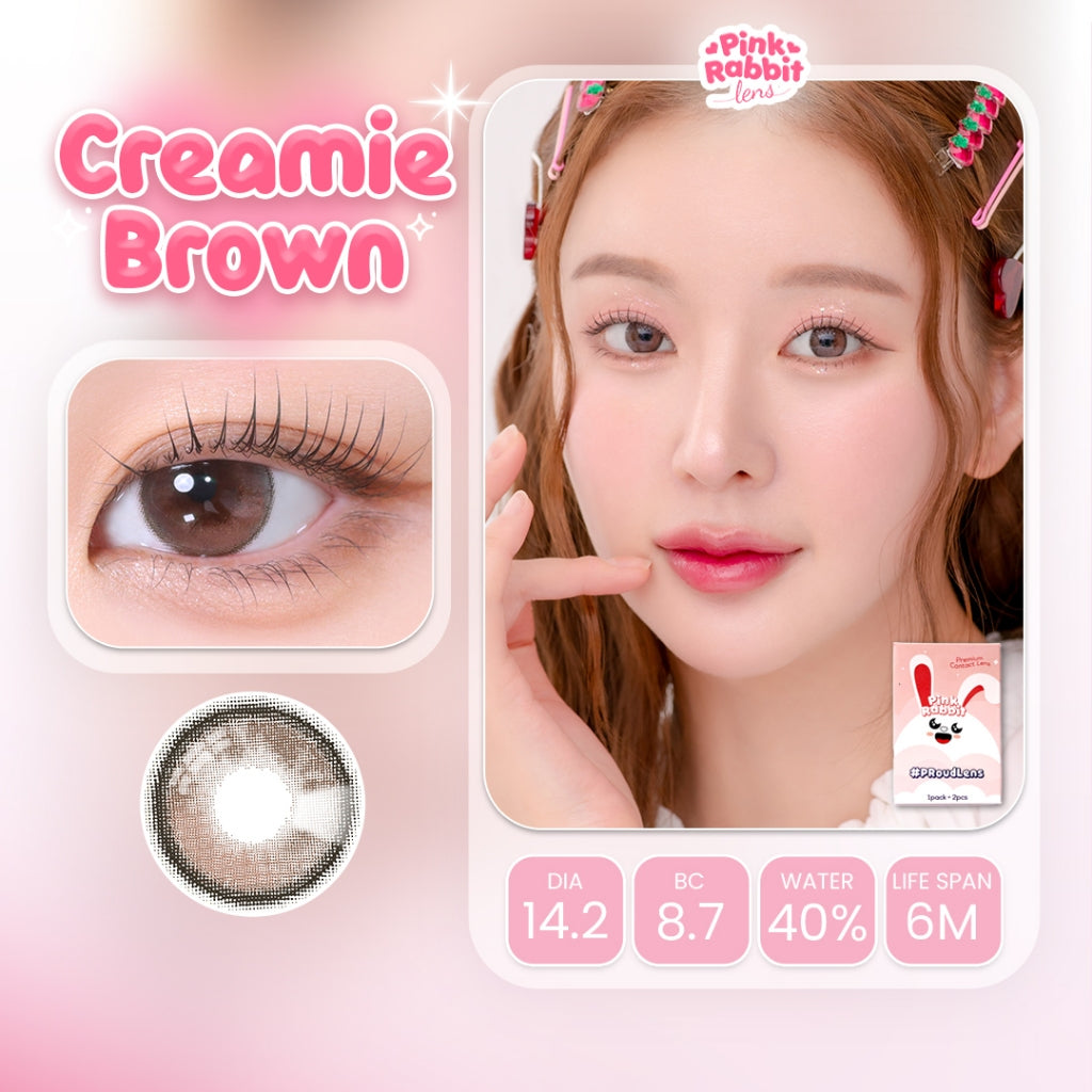 PINKRABBIT SOFTLENS CREAMIE BROWN - Normal, Minus 0.5 S/D 10.00 (1PCS/Sebelah) #softlensnyaman #softlensnyamanbikincantik