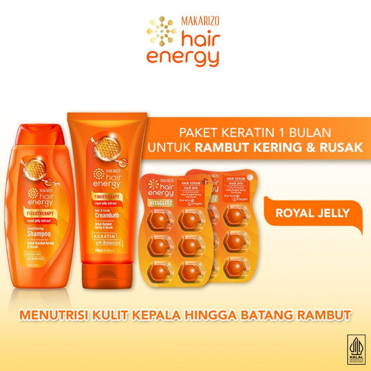 Paket KERATIN Makarizo Hair Energy Rawat Rambut Kering & Rusak - Varian ROYAL JELLY