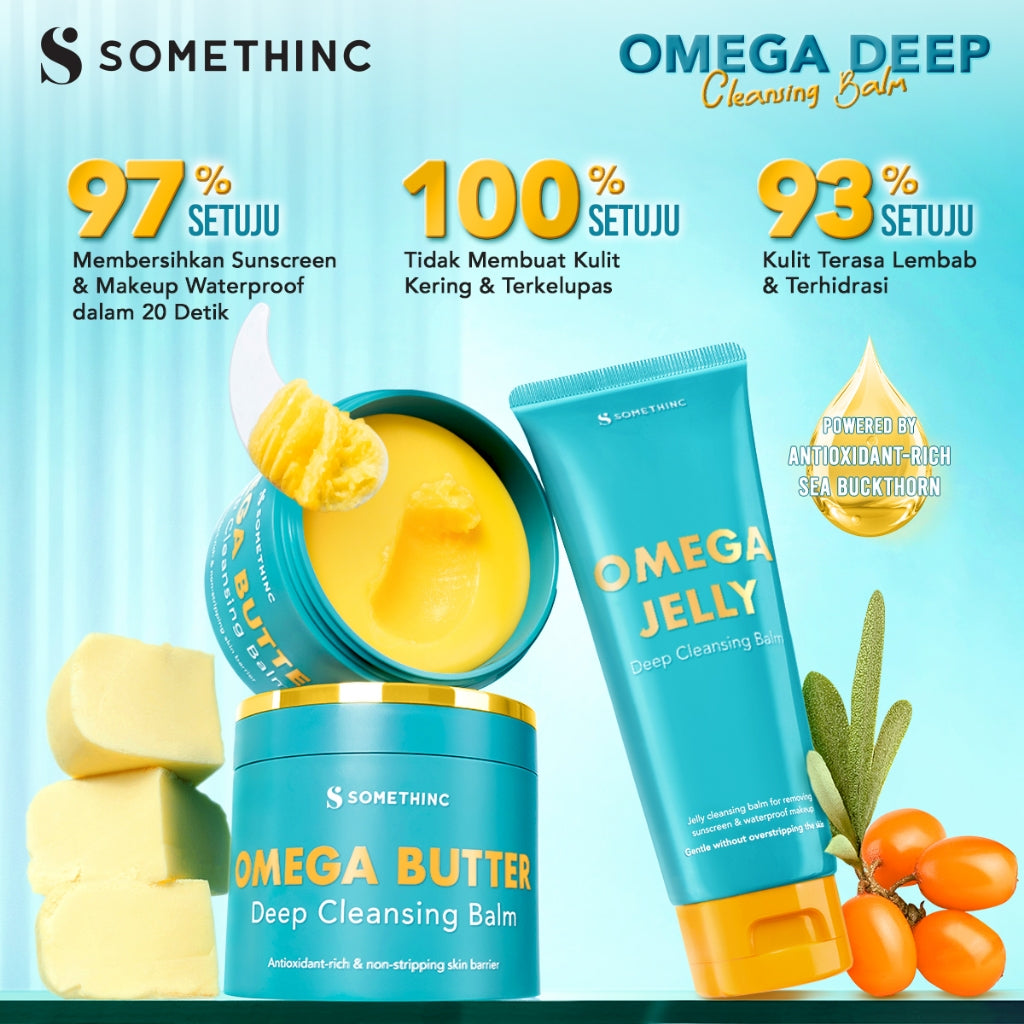 SOMETHINC Omega Butter Deep Cleansing Balm  - Balm Pembersih Makeup Waterproof, Non comedogenic, Tidak Merusak Skin Barrier, Cocok untuk kulit sensitif