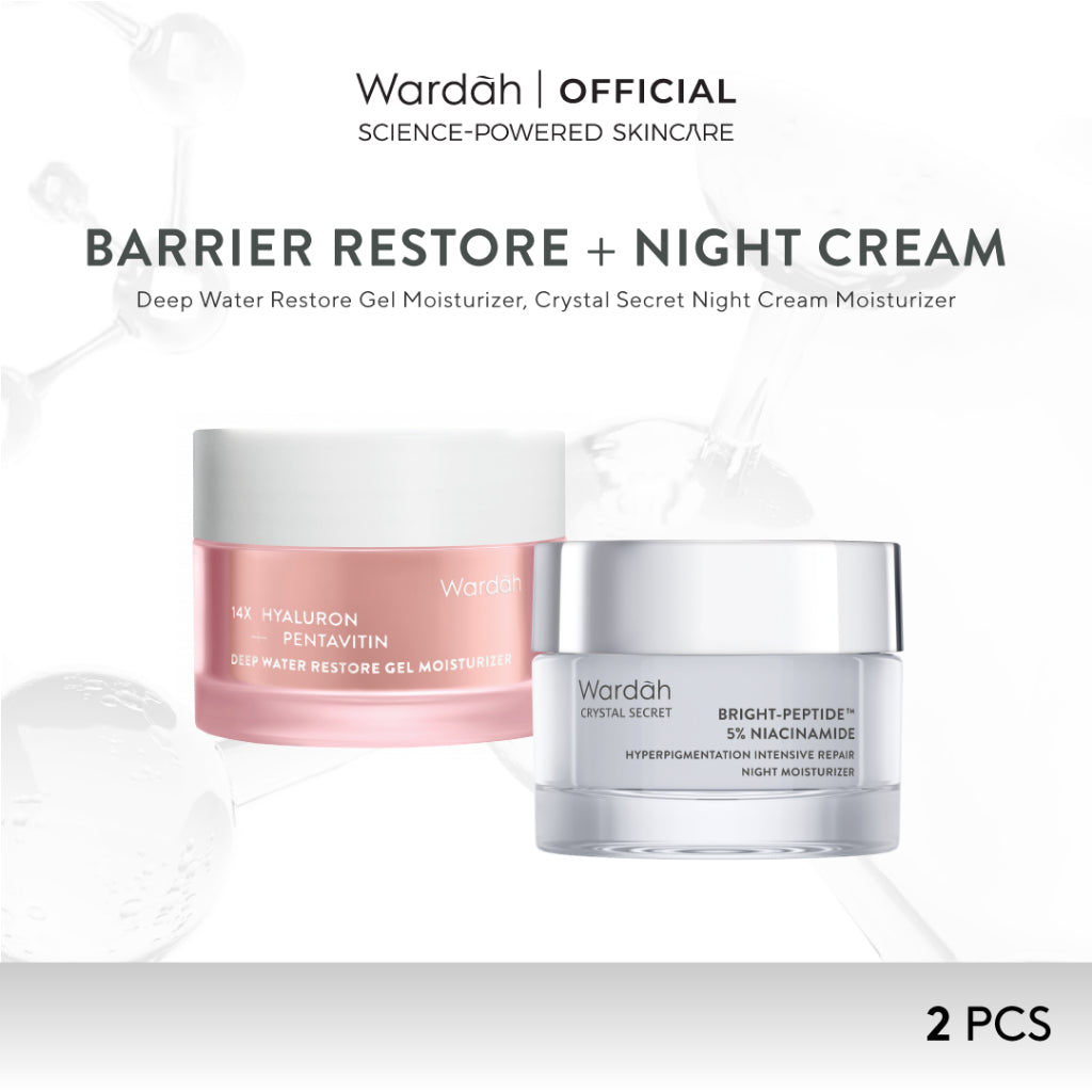 Wardah Crystal Secret Paket Brightening Day Cream + Night Cream 30g - Mencerahkan Wajah Kusam, Vitamin, Arbutin, Lightening, Dark - Skincare
