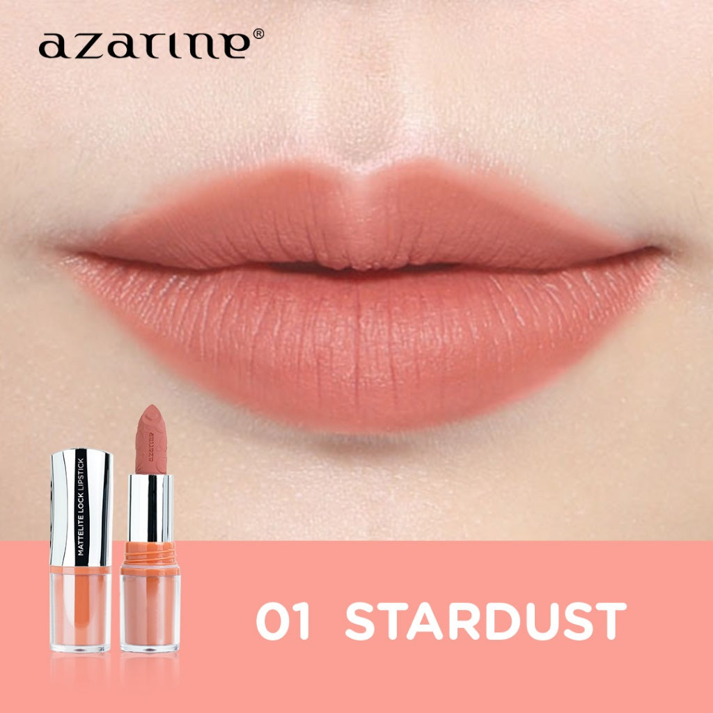 Azarine Shiny Galactic Mattelite Kit [2 PCS] Lipstick Matte with Pigmented Color Lightweight Transferproof Smugeproof Galactic Shine + Lip Gloss Hydrating Plumpy Effect Glittery Look Tahan Lama
