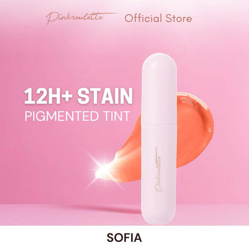 Jolly Tint PinkRoulette - Lip Tint Stain with Serum | Liptint Pigmented, Liptint Tahan Lama up to 12 Jam | Liptint PinkRoulette