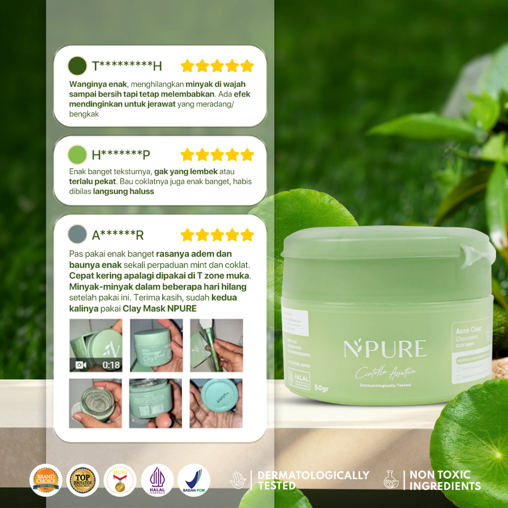 LIVE ONLY -  NPURE CENTELLA ASIATICA ACNE CLEAR CHOCOMINT CLAY MASK / Masker Anti Jerawat Komedo / Masker Kulit Berminyak