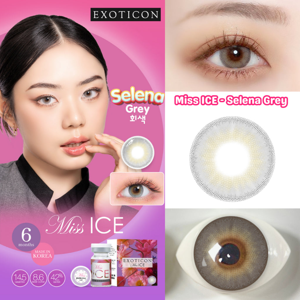 Exoticon Softlens Miss ICE Series Selena (Grey) | Billie (Black) | Kendal (Mint) | Soflens Minus