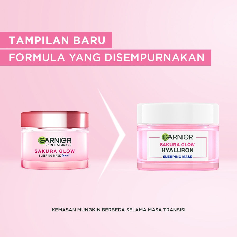 GARNIER Sakura Glow Ceramide Skin Barrier Sleeping Mask Night Cream Krim Malam Mencerahkan 50 ml Moisturizer Tone Up Glowing Skincare - pelembab wajah pemutih wajah