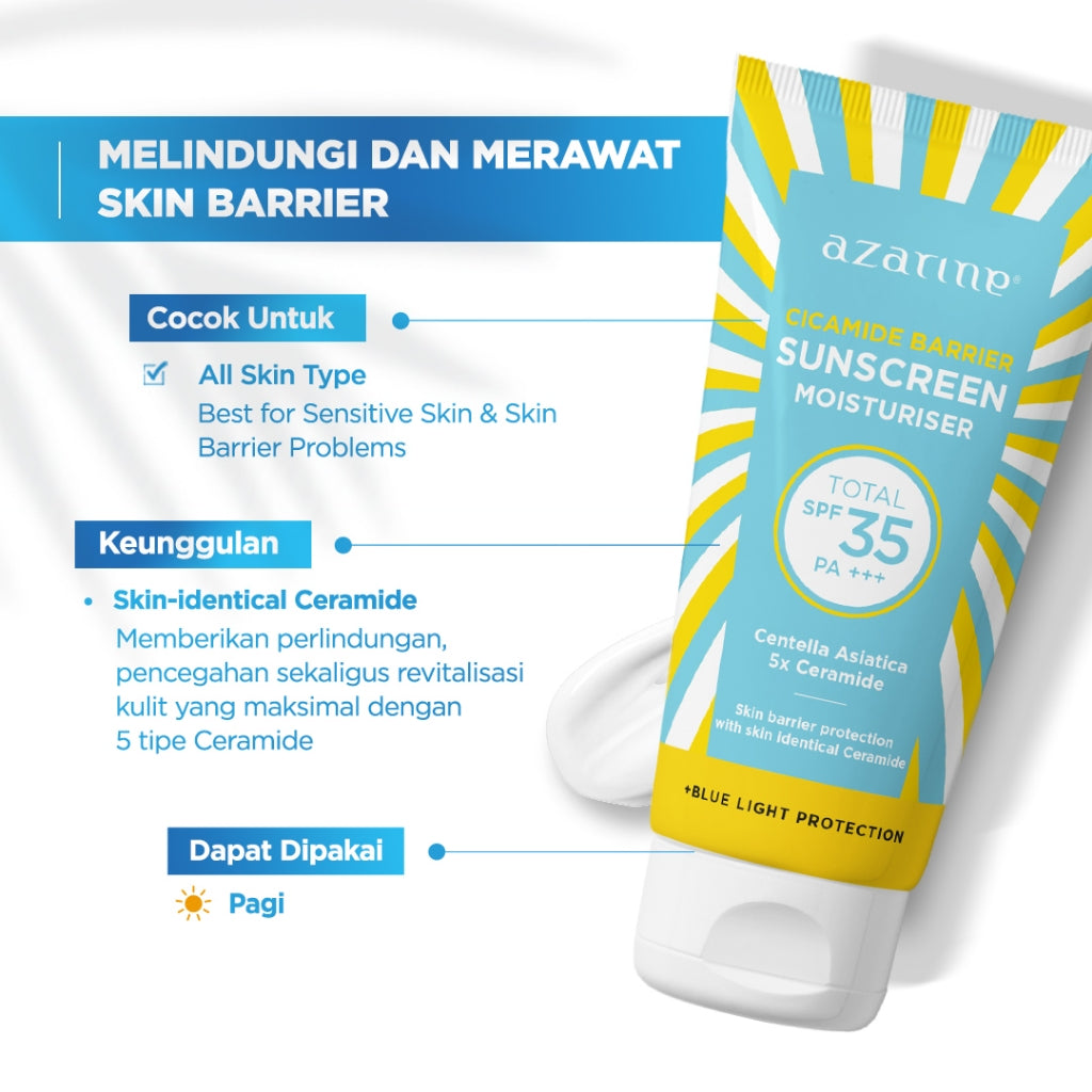 Azarine Cicamide Barrier Sunscreen Moisturiser SPF35 PA+++ [LOLOS UJI INVIVO INVITRO] Sunscreen Gel Untuk Skin Barrier Protection Sunscreen Kulit Kering Berjerawat Sensitif 40ml