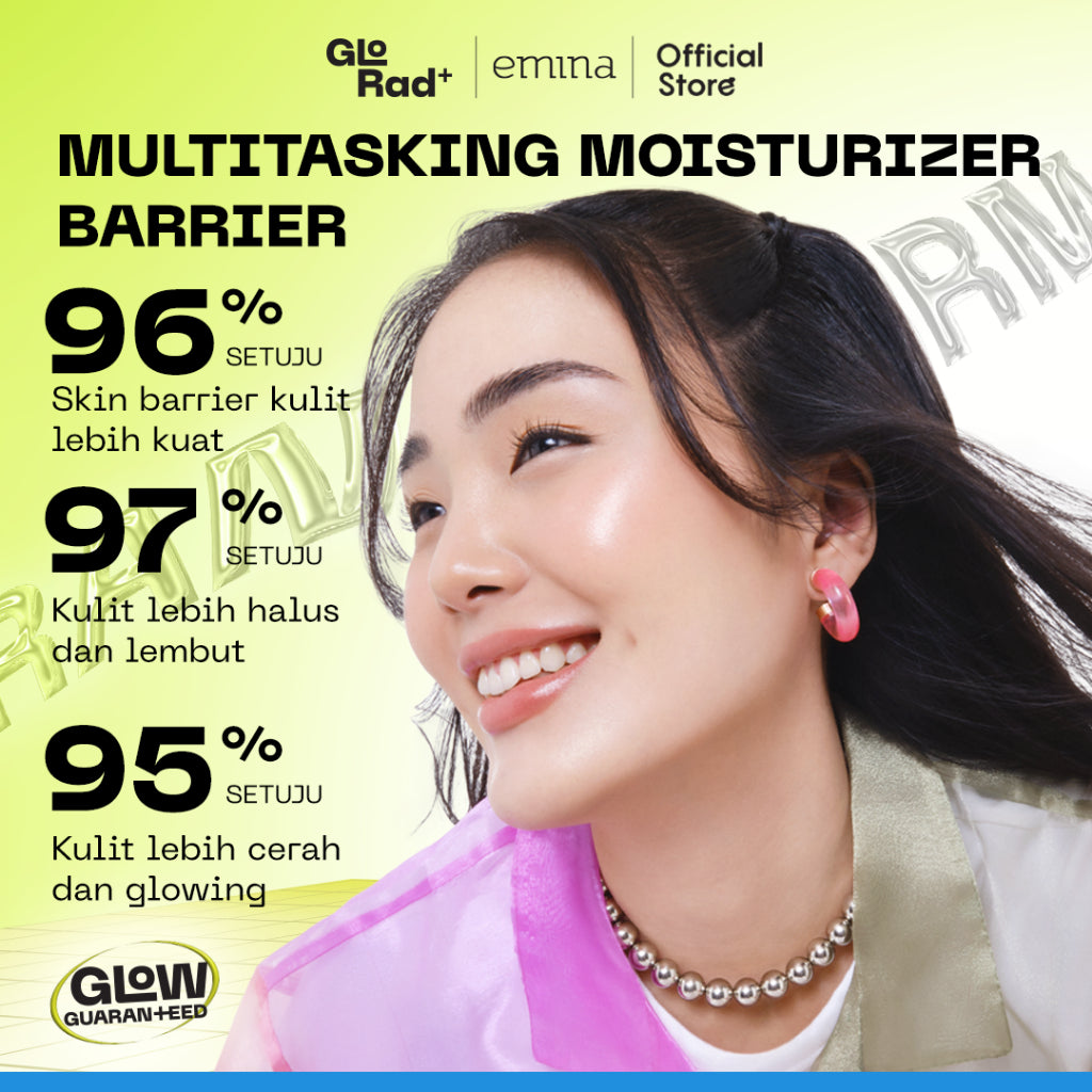 Emina GloRad+ Hyalucica Moisturizer Gel - Pelembab Wajah Glow in The Dark Memperbaiki 5 Level Skin Barrier 10x Glowing Brightening Calming Instant Soothing