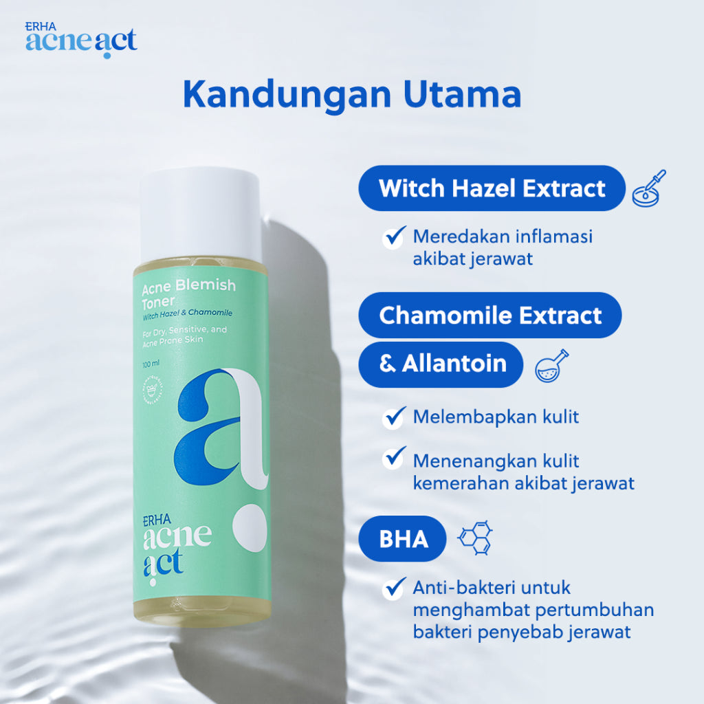 ERHA Acneact Witch Hazel & Chamomile Acne Blemish Toner 100 ml - Toner Wajah Berjerawat
