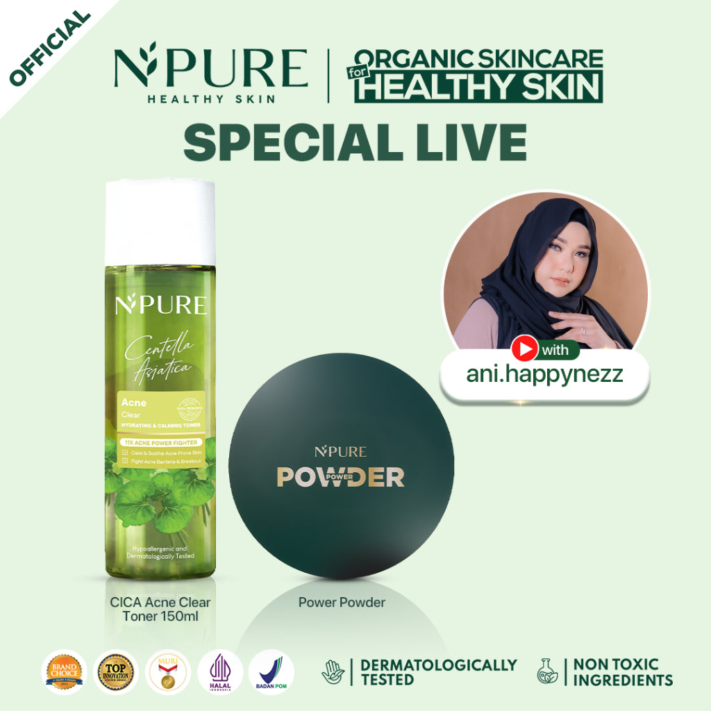 [NPURE X ANI HAPPYNEZZ] SPECIAL BUNDLE Hydrating Acne Toner 150ml + Power Powder / Acne Toner / Toner Kulit Jerawat Berminyak / Berjerawat Mencerahkan/Acne powder