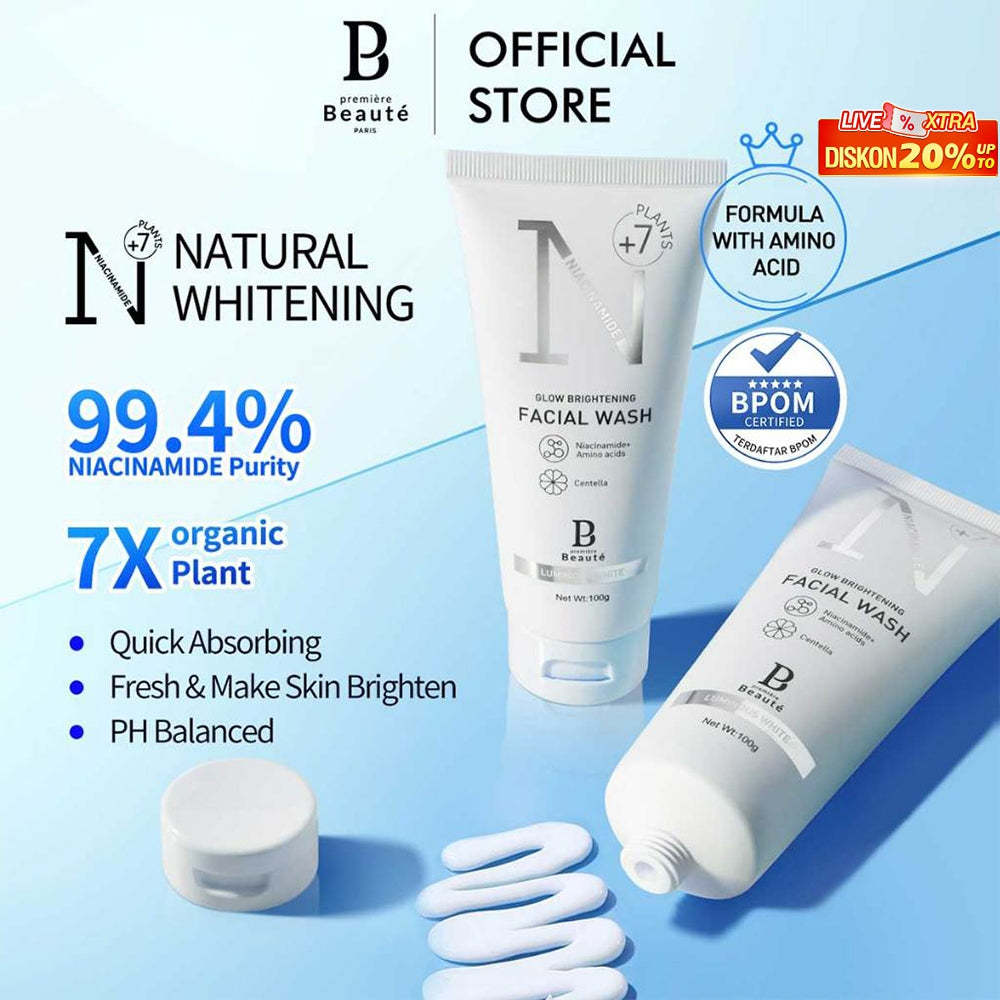 PREMIERE BEAUTE Facial Wash Niacinamide Centella  Luminous White Glow Brightening 100g Face Wash Amino acid Hyaluronic acid Blackhead Removal Calming Peeling Dark Spot cleanser