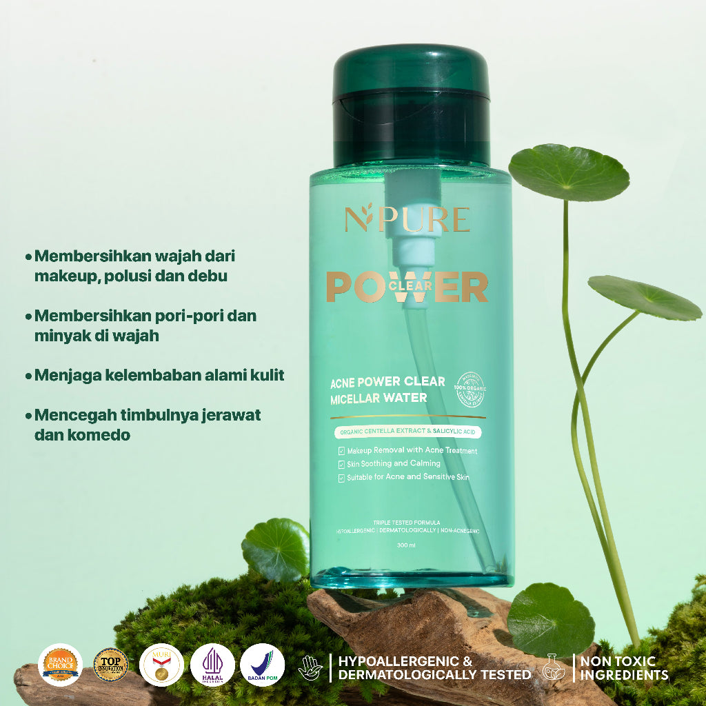 MICELLAR ALL VARIANT - NPURE Acne Power Clear Micellar Water 300ML / Micellar No Alcohol / SLS Free