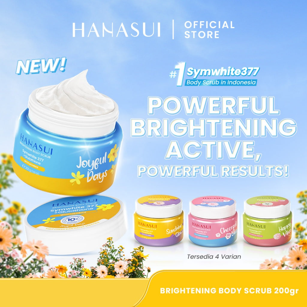 [Scrub] Hanasui Brightening Body Scrub - Mengangkat Sel Kulit Mati Halus Sehat Cerah Symwhite 377 Glutathione Niacinamide Ceramide