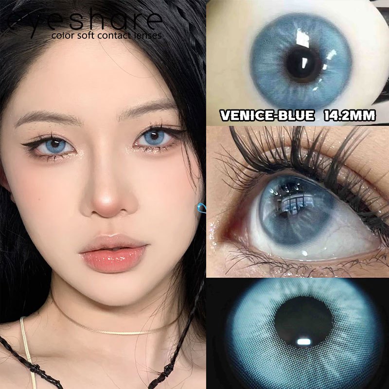 Eyeshare Softlens Blue Big Eyes 14.5mm 14.2mm 1Pasang Soft Lensa Kontak Soflen Blue