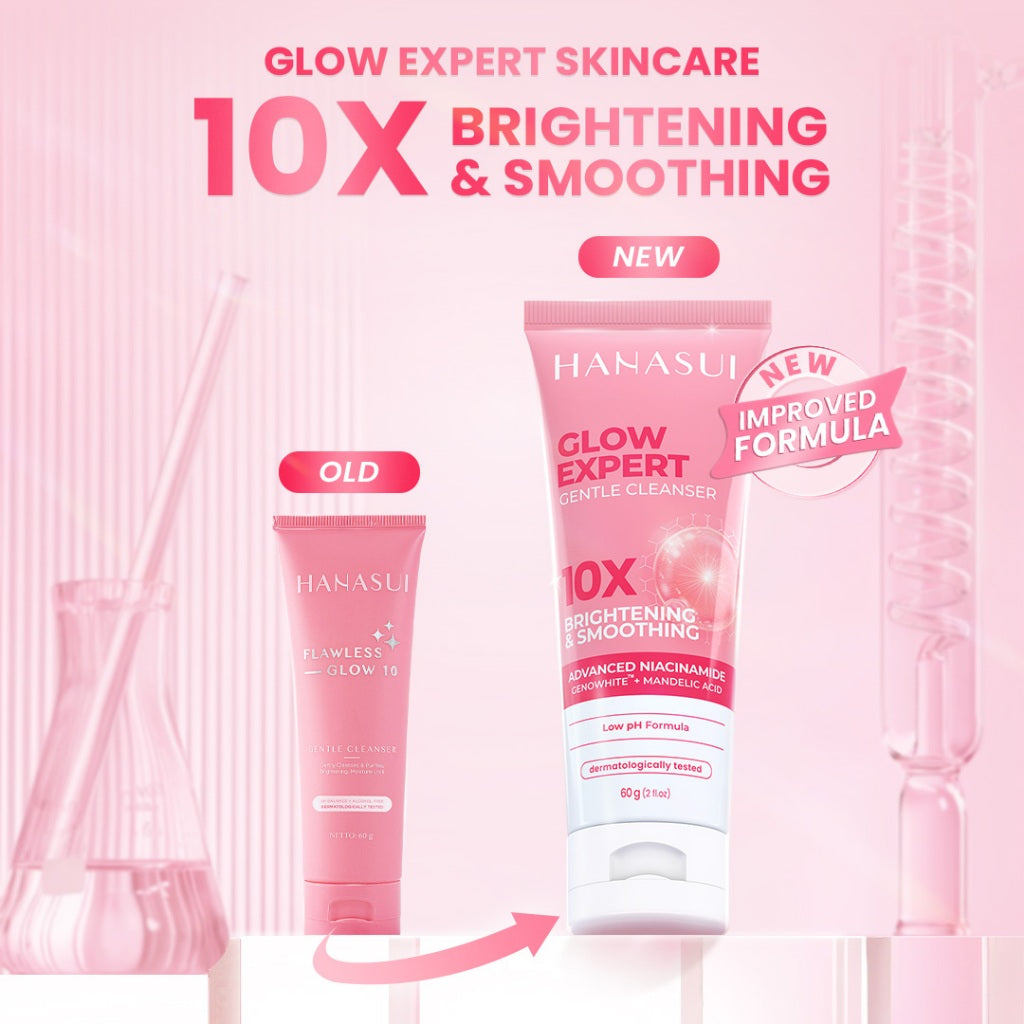 Hanasui Glow Expert Gentle Cleanser New Improved Formula - Sabun Cuci Muka Foam Cerah & Kurangi Kusam Lembut Tidak Ketarik