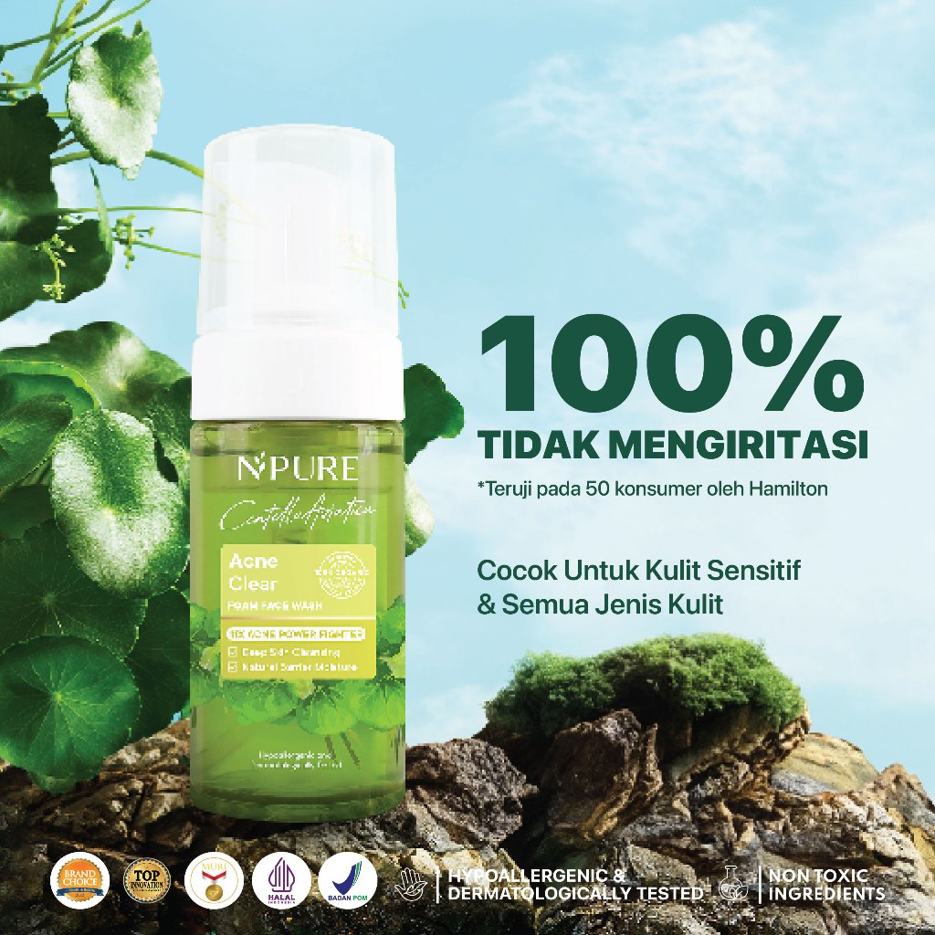 NPURE Facial Wash Cica / Anti Acne Facial Foam / Sabun Muka Anti Jerawat Berminyak