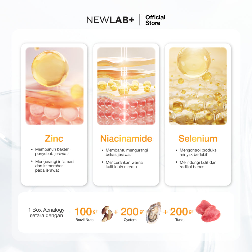 NEWLAB Acnalogy Powder Drink | Acne Drink | Minuman Obat Jerawat untuk Meredakan Bekas Jerawat dan Flek Hitam BPOM 15 Sachet