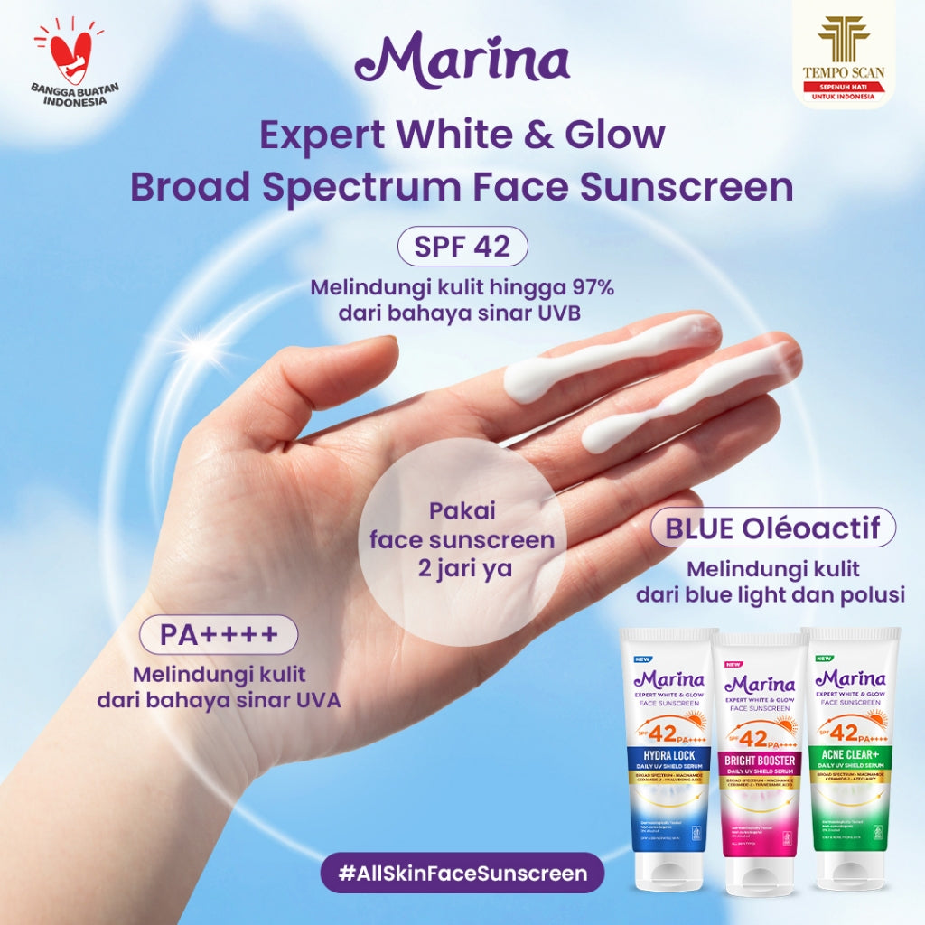 Marina Expert White & Glow Daily UV Shield Face Sunscreen [30ml] - Exp : 03.2027