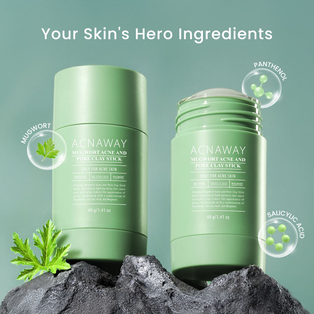 ACNAWAY Mugwort Acne & Pore Clay Mask Stick – Clay Stick Masker Wajah untuk Jerawat, Komedo, & Pori Mengangkat Sebum & Mengecilkan Pori | Panthenol + Salicylic Acid + Mugwort Mask | Masker Acne Prone Skin & Bekas Jerawat Face Mask Acne Mask Sleeping Mask