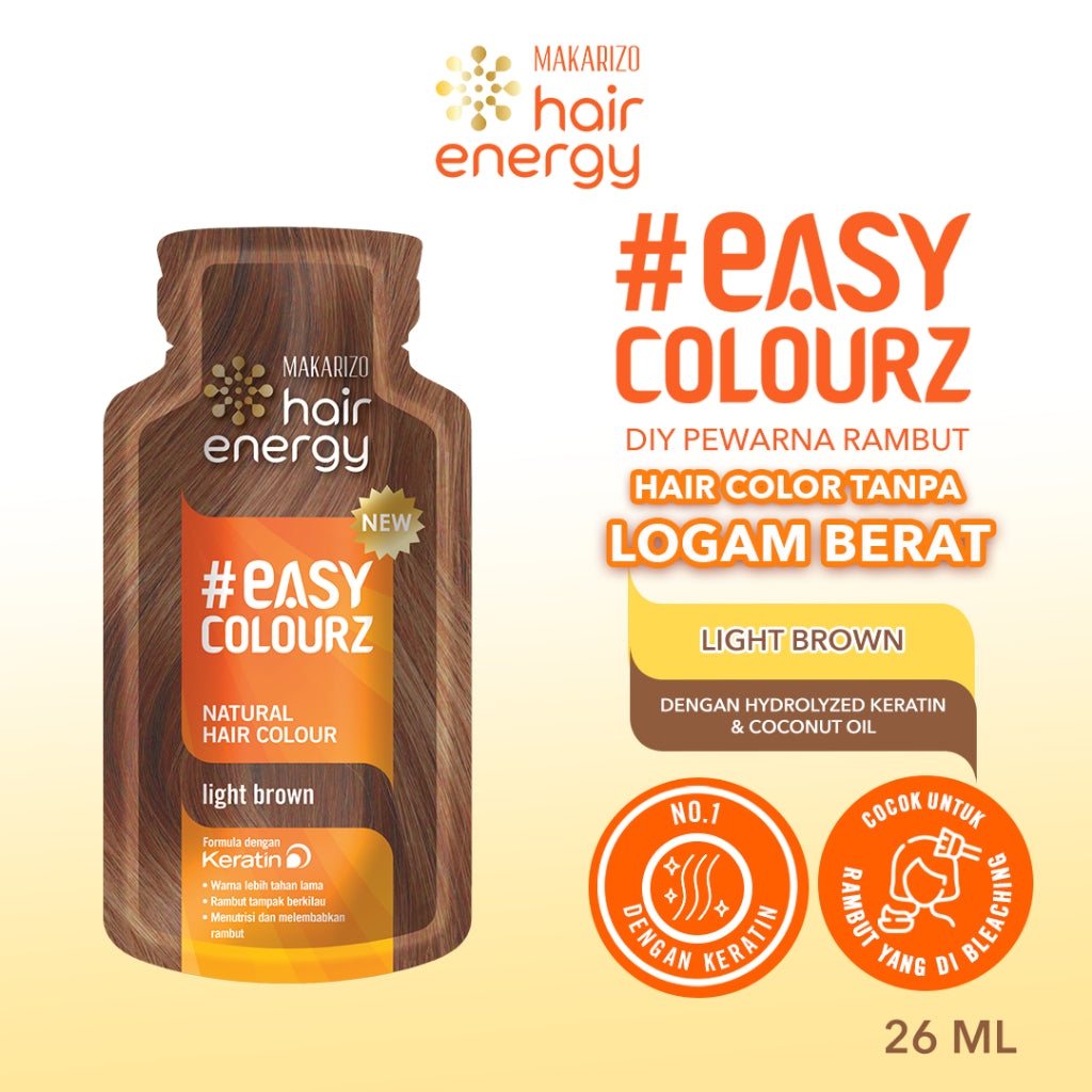 Makarizo Hair Energy Easy Colourz 26 mL - Light Brown - Hair Color - Pewarna Rambut