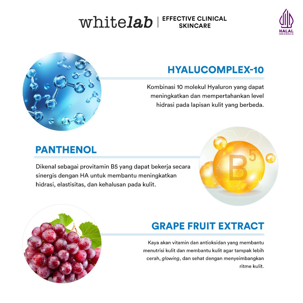 Whitelab Hydrating Sleeping Mask - Pelembap Malam untuk Kulit Lembap, Kenyal, Terhidrasi Maksimal dengan Hyaluronic, Panthenol & Grape Fruit Extract [BPOM]
