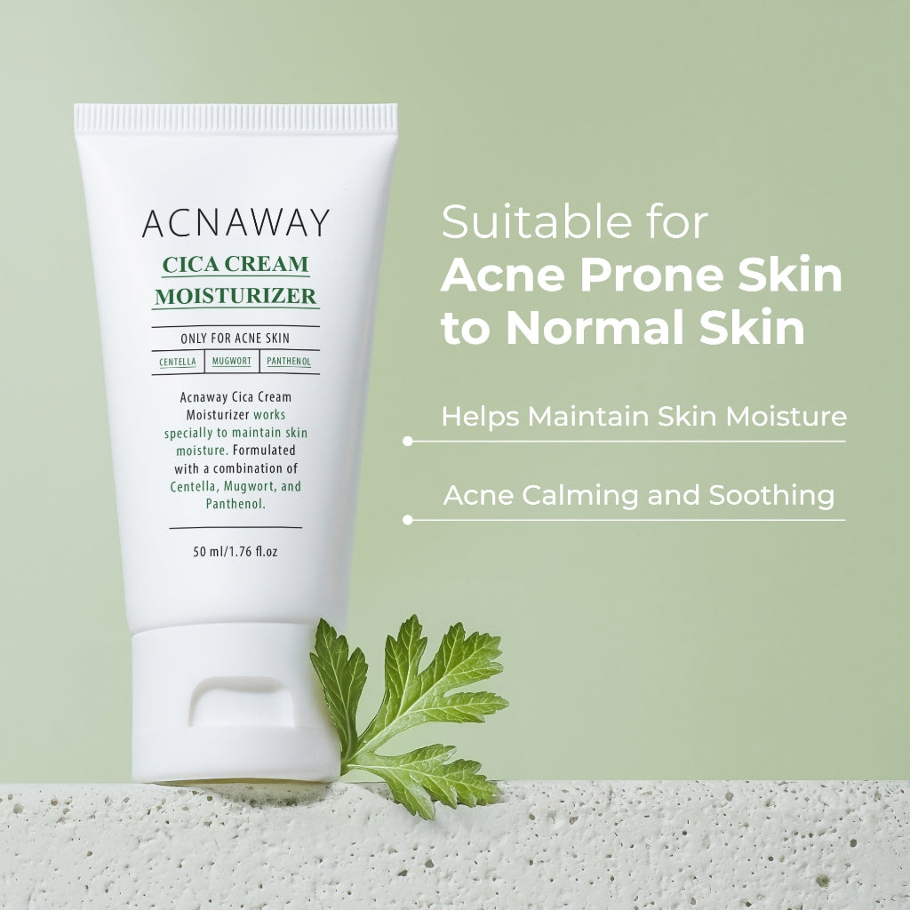 ACNAWAY Cica Cream Moisturizer – Pelembab Wajah untuk Kulit Berjerawat, Sensitif & Acne Prone | Melembapkan, Menenangkan, Mengatasi Jerawat Perawatan Kulit  Cepat Menyerap Moisturizer Cream Skin Barrier Moisture Krim Siang Centella + Mugwort + Panthenol