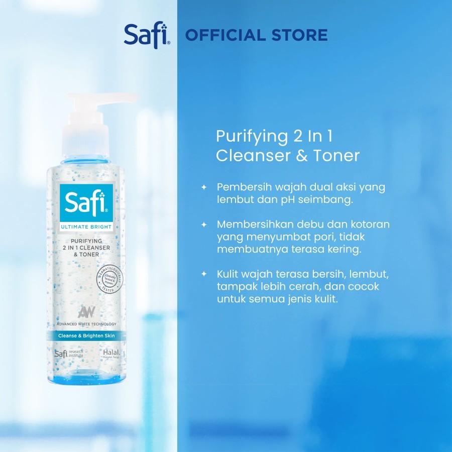 SAFI - Ultimate Bright - Bright Package - Paket Mencerahkan Wajah (2in1 Cleanser, Toner, Day & NightCream 45gr)