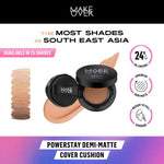 MAKE OVER Powerstay Demi-Matte Cover Cushion - Cushion Matte High Coverage Foundation Compact Ringan Oil Control Make Up Wajah Tahan Lama 24 Jam Non-Comedogenic BEST SELLER Concealer Make Up