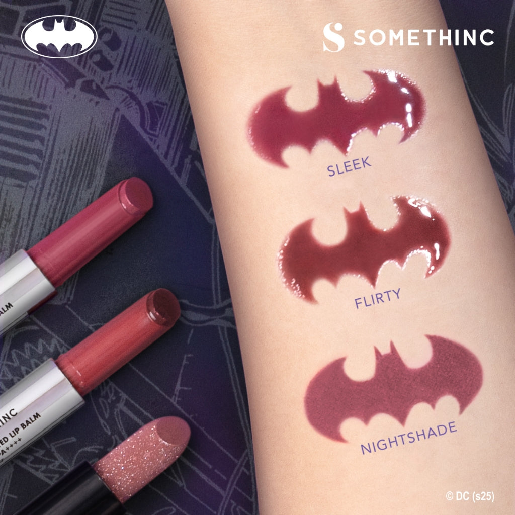 SOMETHINC Batman Series - Ceraplump Tinted Lip Balm, Low pH Gentle Jelly Cleanser, Tipsy Lashlift Mascara, Holyshield! Sunscreen Gel, Forever Stay Eyeliner, Clay Glowgasm Highlighter, Clay Sculptor Bronzer, Midnight Eyeshadow Palette)