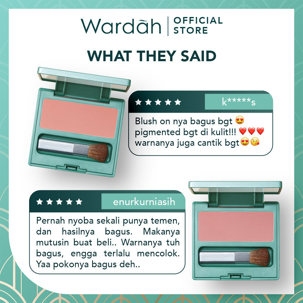 WARDAH Exclusive Blush On - Warna Intense dan Tahan Lama - Tekstur Smooth Silky Mudah Digunakan - Hasil Natural dan Berkilau - Tersedia dalam 2 Warna - Makeup