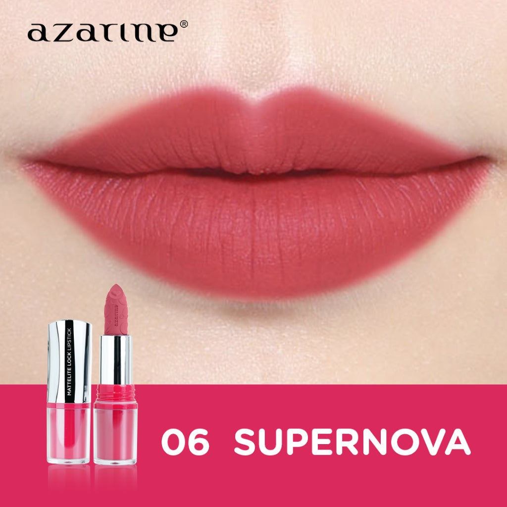 Azarine Mattelite Lock Lipstick 4gr Lipstick Matte with Pigmented Color Lightweight Transferproof Smudgeproof