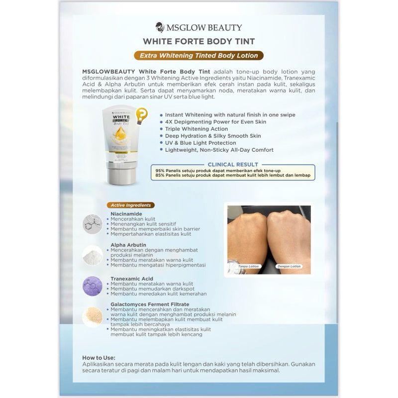 MS GLOW white Forte Series / Dosting Body lotion  & Body Tint