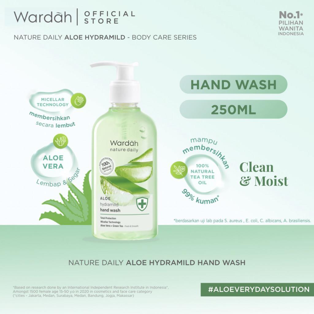 WARDAH Nature Daily Aloe Hydramild Hand Wash - Sabun cuci tangan dengan  Natural Aloe Vera dan Tea Tree Oil - Melembapkan dan Menyegarkan Kulit