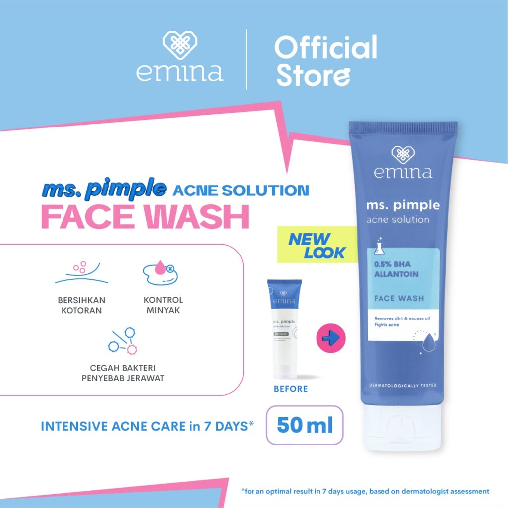 Emina Ms. Pimple Acne Solution Face Wash 50 ml - Pembersih Wajah Kulit Berjerawat