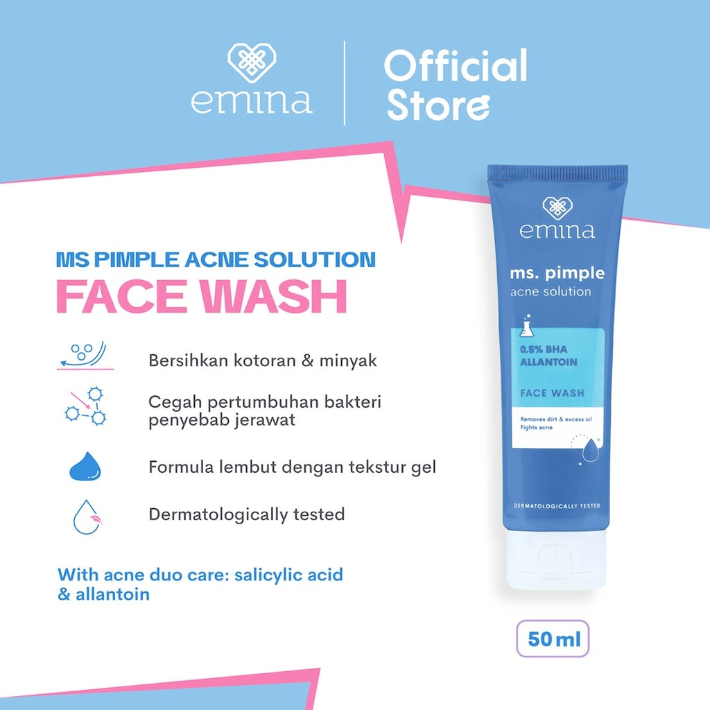 Emina Ms. Pimple Acne Solution Face Wash 50 ml - Pembersih Wajah Kulit Berjerawat
